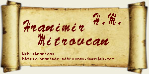Hranimir Mitrovčan vizit kartica